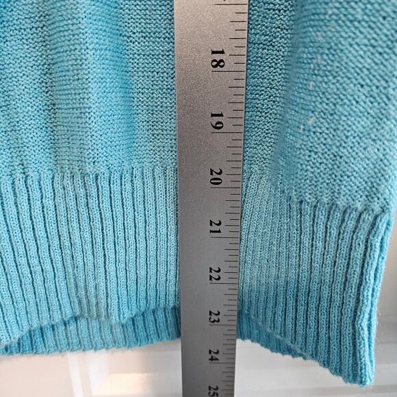 Vintage Preppy Sweater Women Size Small Blue 80s Knit Prairie Ruffle Collar Twee - Picture 9 of 10